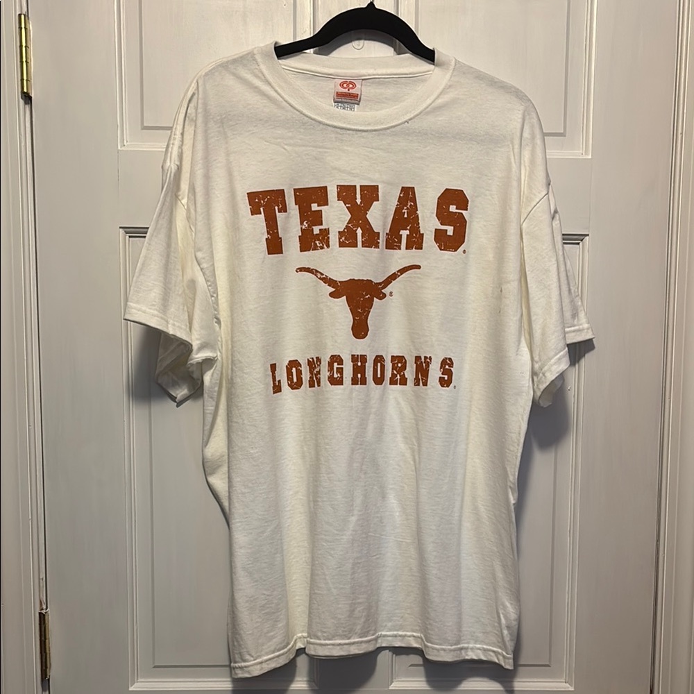 White and Orange Short Sleeve Tee with Collegiate Style